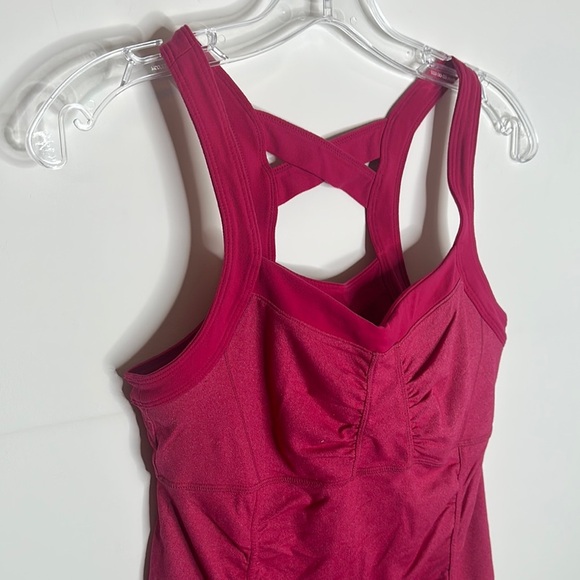 Athleta Pink Sleeveless Ruched Tank size S EUC - Picture 2 of 3